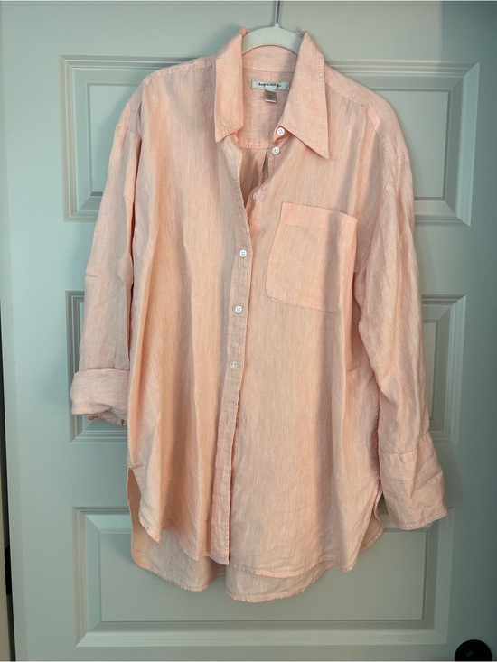 Banana Republic Tops - Banana Republic Peach Linen Button-Up Shirt